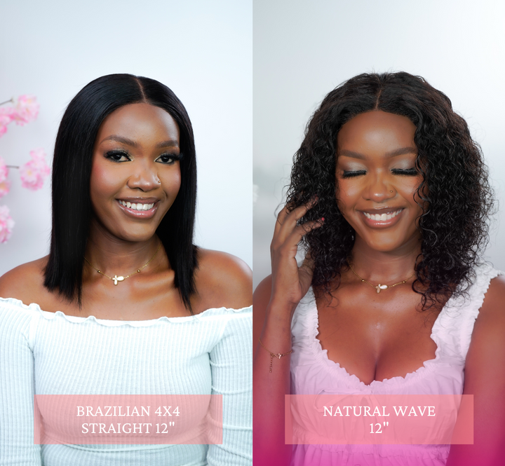 Brazilian 4x4 Lace Wig - Straight 12" and Natural Wave 12" - R2750