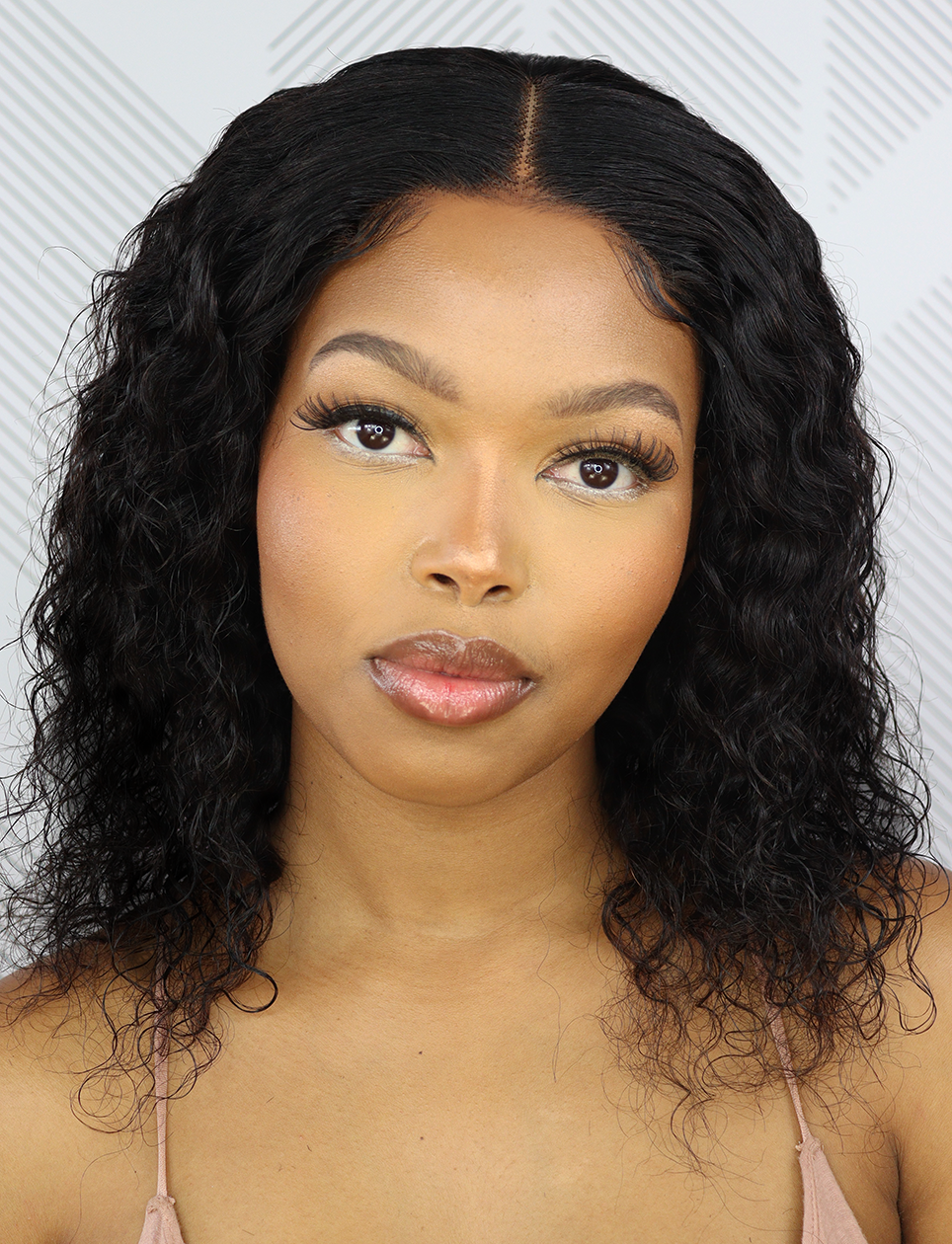 Brazilian Lace Front Wig Straight 16" & 4x4 Water Wave 12"